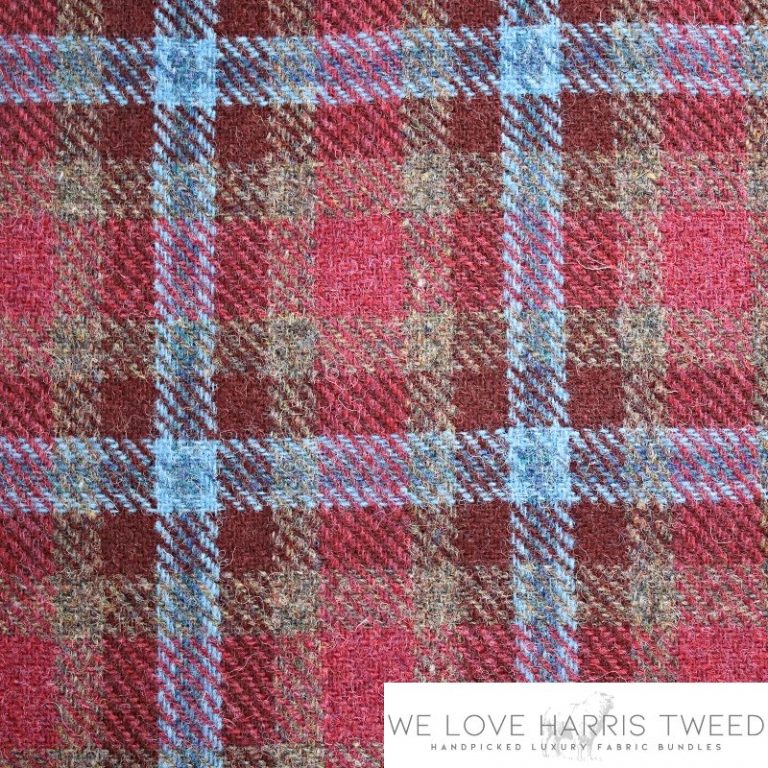 Harris Tweed Burgundy And Blue Checks 30x25 Cm - We Love Harris Tweed