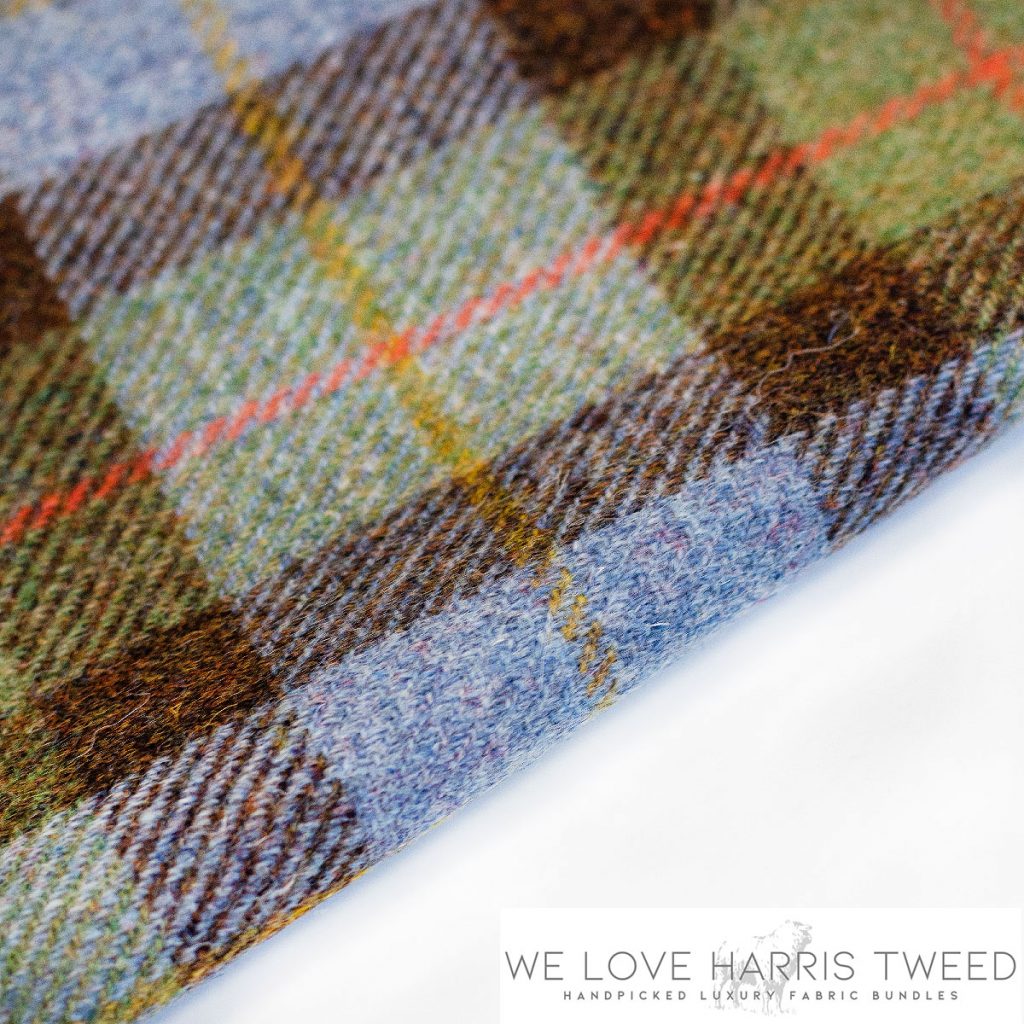 Harris Tweed Checks Brown Blue And Green 30x25 Cm - We Love Harris Tweed