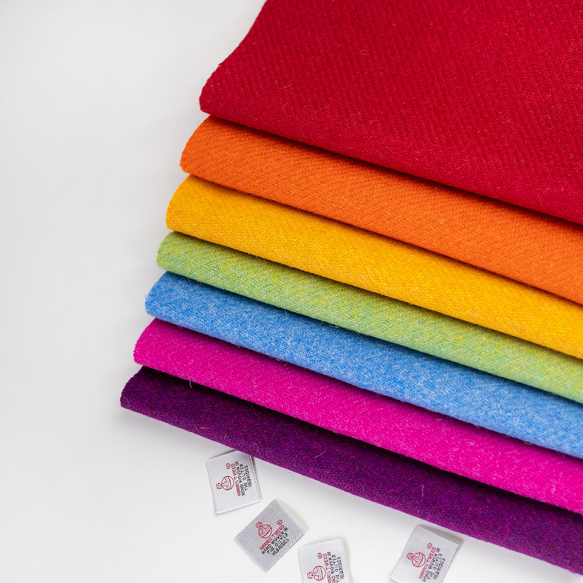 thumbnail image 2 of Genuine Harris Tweed Rainbow Bundle - 7 Pieces (30x25cm Each) With Labels 2 of 6